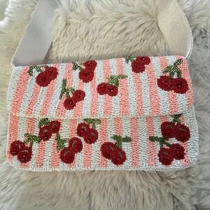 Viral TikTok Beaded Cherry Striped Bag